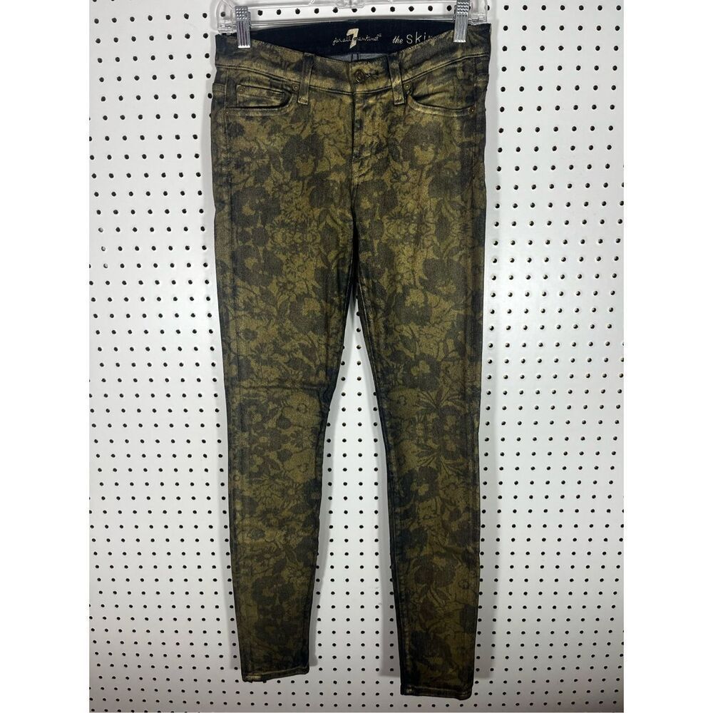 7 For all Mankind gold foil floral print jeans size 26